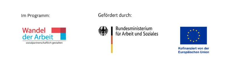 Logos des Programms Wandel der Arbeit sowie des ESF